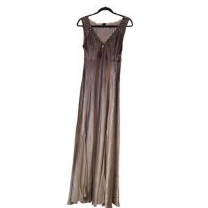 Komarov Long Bronze v neck Slip Dress Size Medium